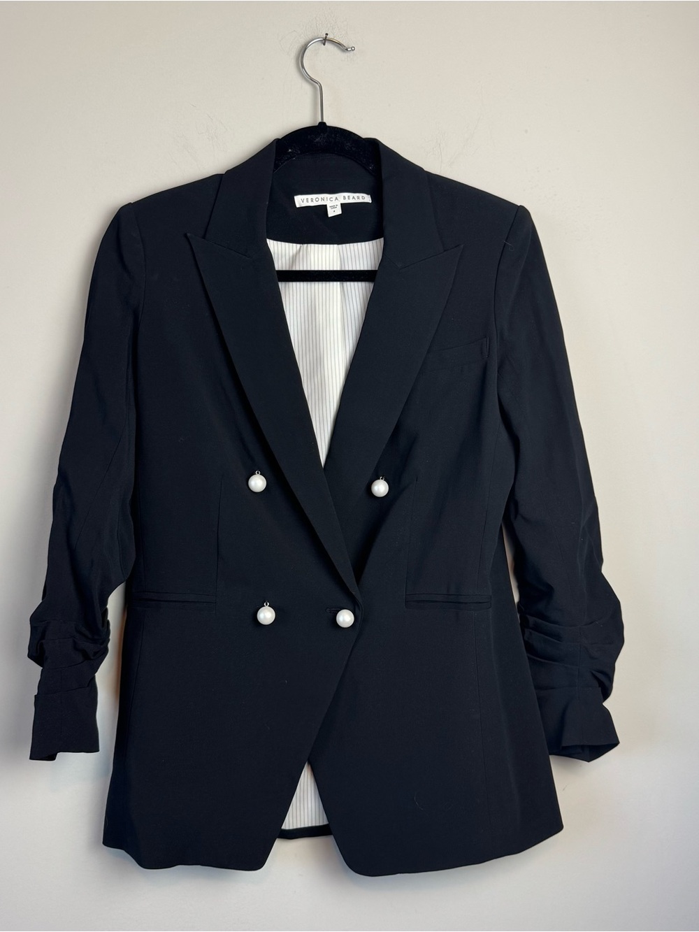 Veronica Beard Whit Pearl Button Double Breasted Blazer 4 - Picture 5 of 11